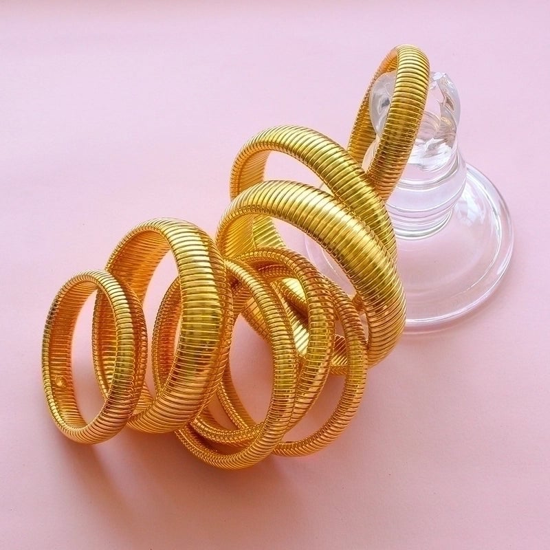 Streetwear Solid Color 304 Stainless Steel 18K Gold Plated Bangle In Bulk