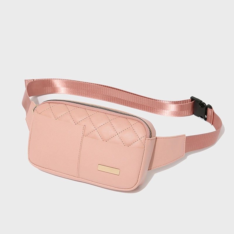 Women's Streetwear Solid Color Lingge Pu Leather Waist Bags