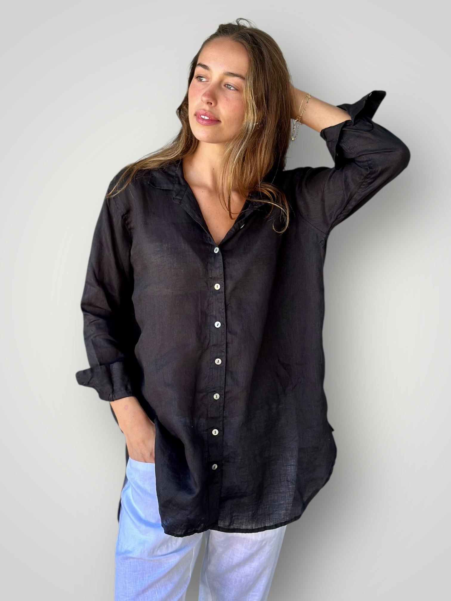 skyla shirt - black linen