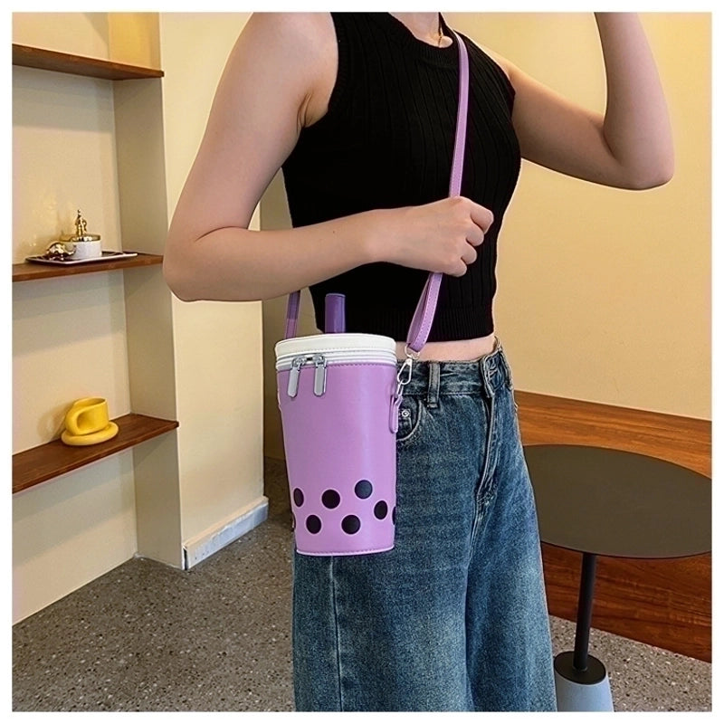 Women's Pu Leather Food Streetwear Square Zipper Crossbody Bag