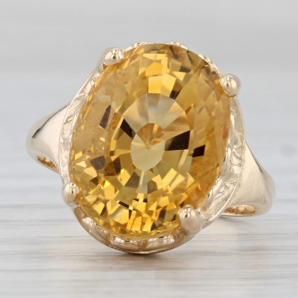 6.10ct Oval Orange Citrine Solitaire Ring 14k Yellow Gold Size 5