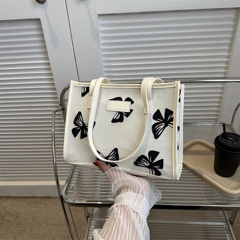 Women's Medium Canvas Flower Butterfly Streetwear Zipper Underarm Bag