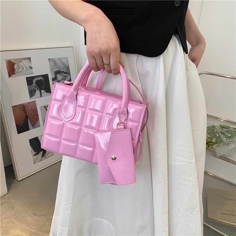 Women's Medium Pu Leather Solid Color Basic Square Zipper Crossbody Bag