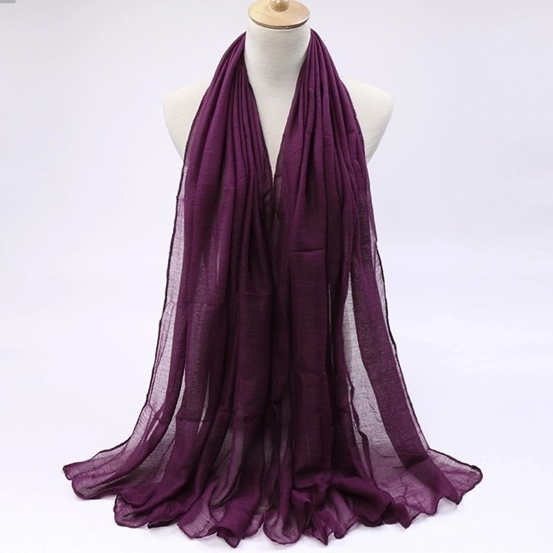 Women's Minimalist Solid Color Voile Sewing Cotton Linen Scarves