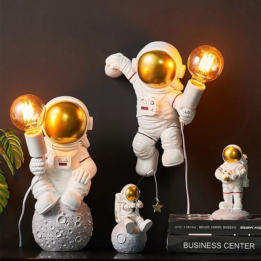 Astronaut Sculpture Table Lamp on Moon