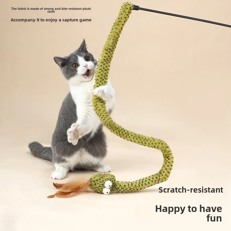 Zeze Snake Funny Cat Stick Cat Toy Funny Cat Artifact Cat Supplies Self-relief Feather Long Rod Toy Supplies