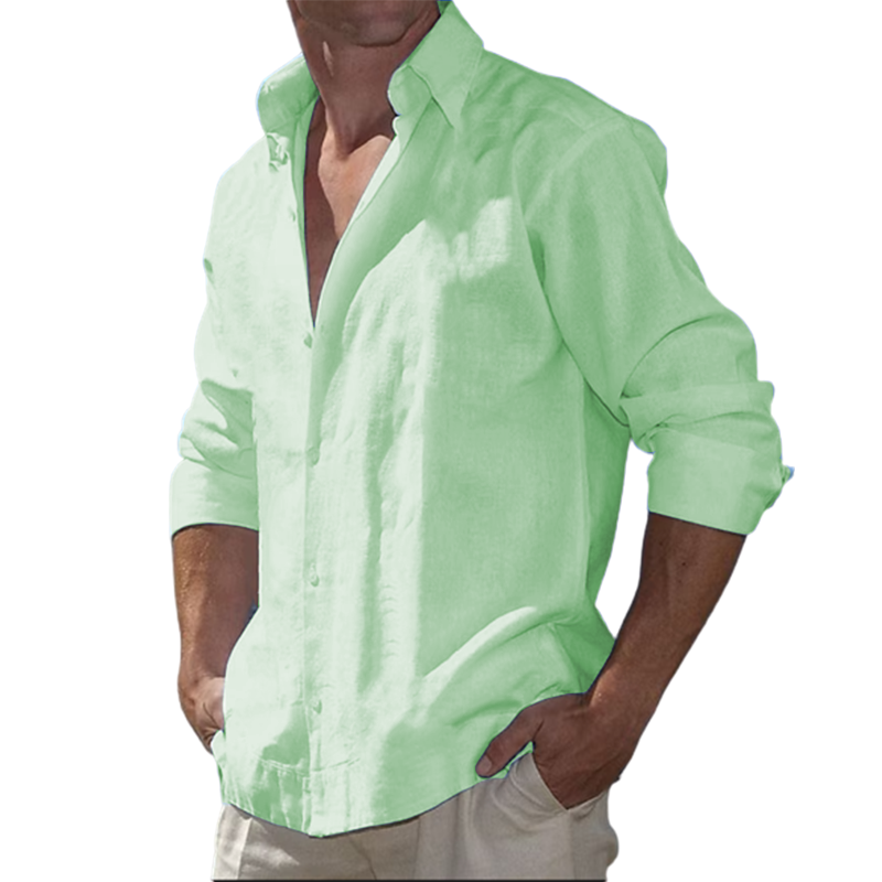 9-Pack  2023 Men's  Cotton Linen Casual Long Sleeve Shirt