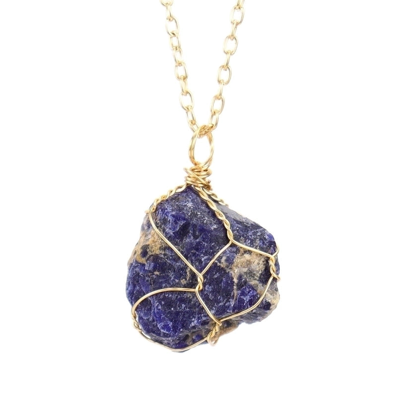 Minimalist Geometric Alloy Natural Stone Knitting Pendant Necklace