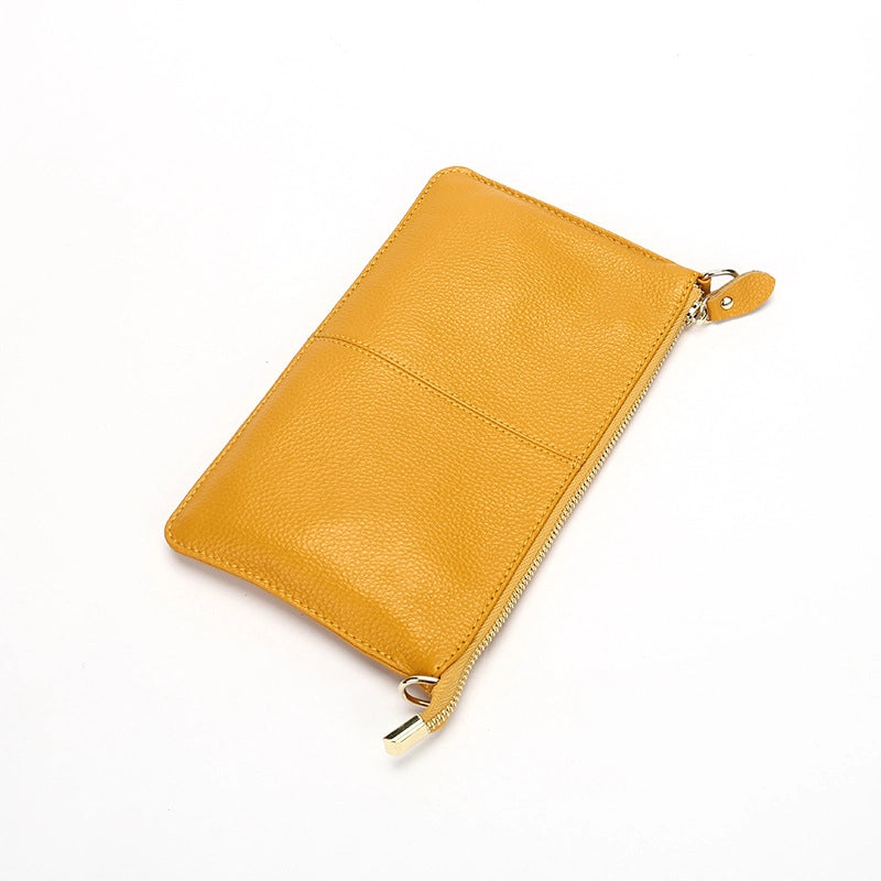 Small Leather Solid Color Fashion Zipper Envelope Bag Shoulder Bag