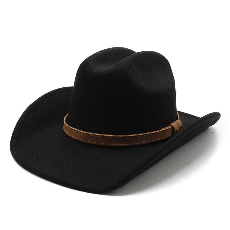 Big Denim Top Hat Woolen Tibetan Cowboy Hat Women's Big Brim Tibetan Horse Riding Hat Men