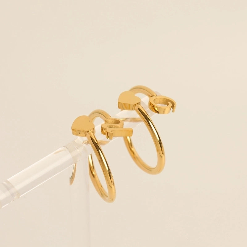 Fashion Letter 304 Stainless Steel Gold Plated Plating Stainless Steel Rings