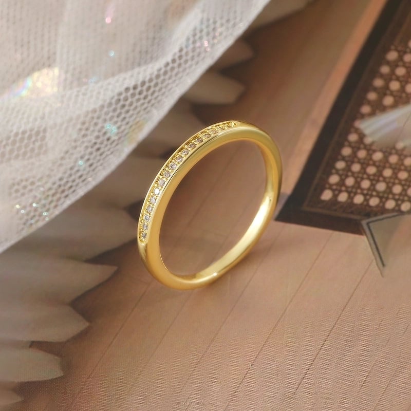 Copper 18K Gold Plated Gold Plated Plating Inlay Water Droplets Heart Shape Zircon Open Rings Rings