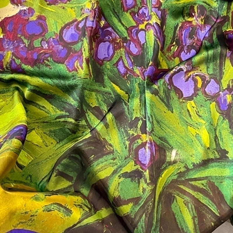 Women's Elegant Sweet Minimalist Color Block Satin Printing Floral Silk Scarf