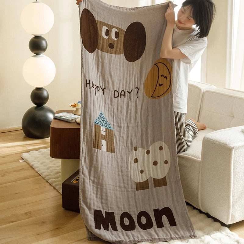 Class A Cotton Gauze Cover Blanket Cotton Jacquard Four-Layer Gauze Bath Towel Sofa Nap Blanket Multifunctional Children's Bags Quilt
