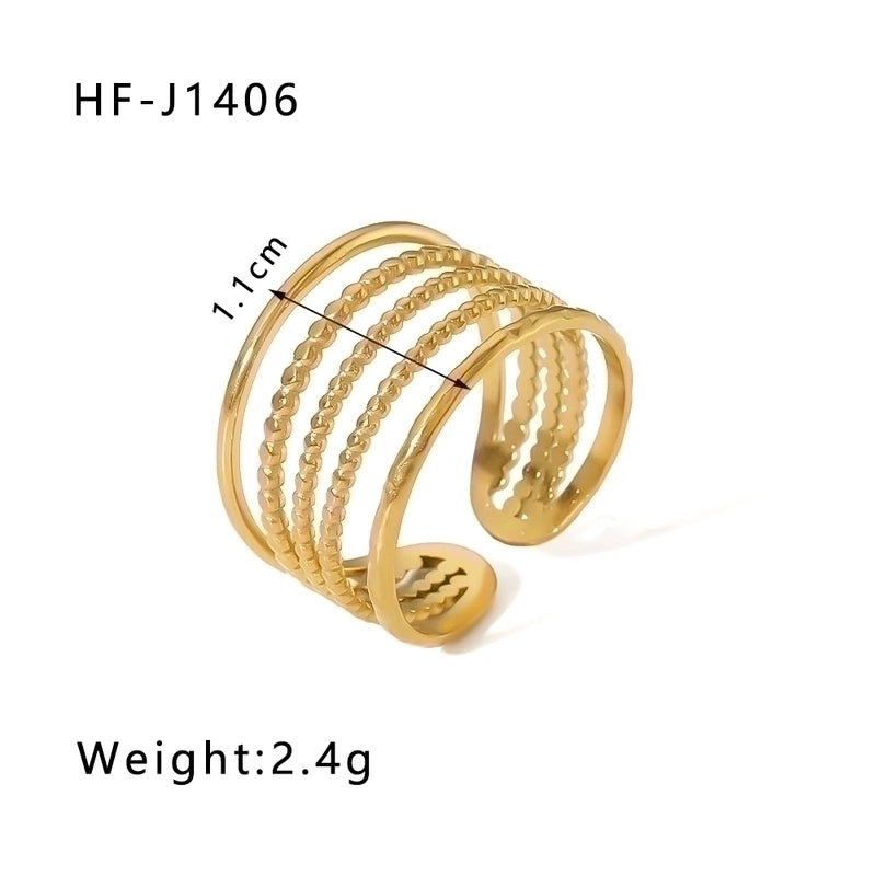 Stainless Steel 18K Gold Plated Modern Style Plating Geometric Open Rings