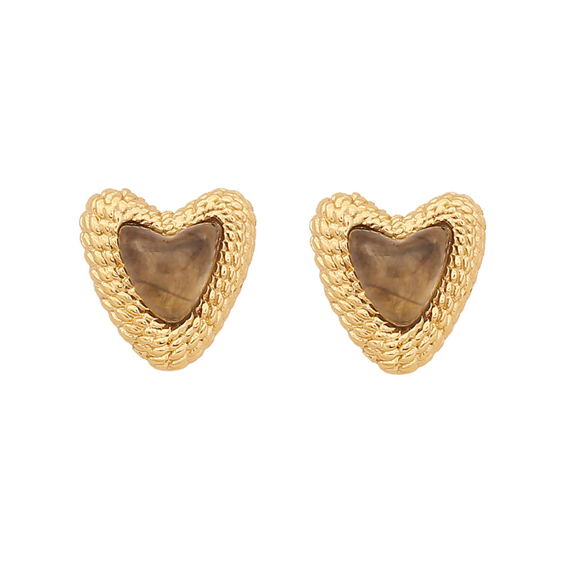 Vintage Retro Heart Heart Stainless Steel Electroplating Stud Earrings