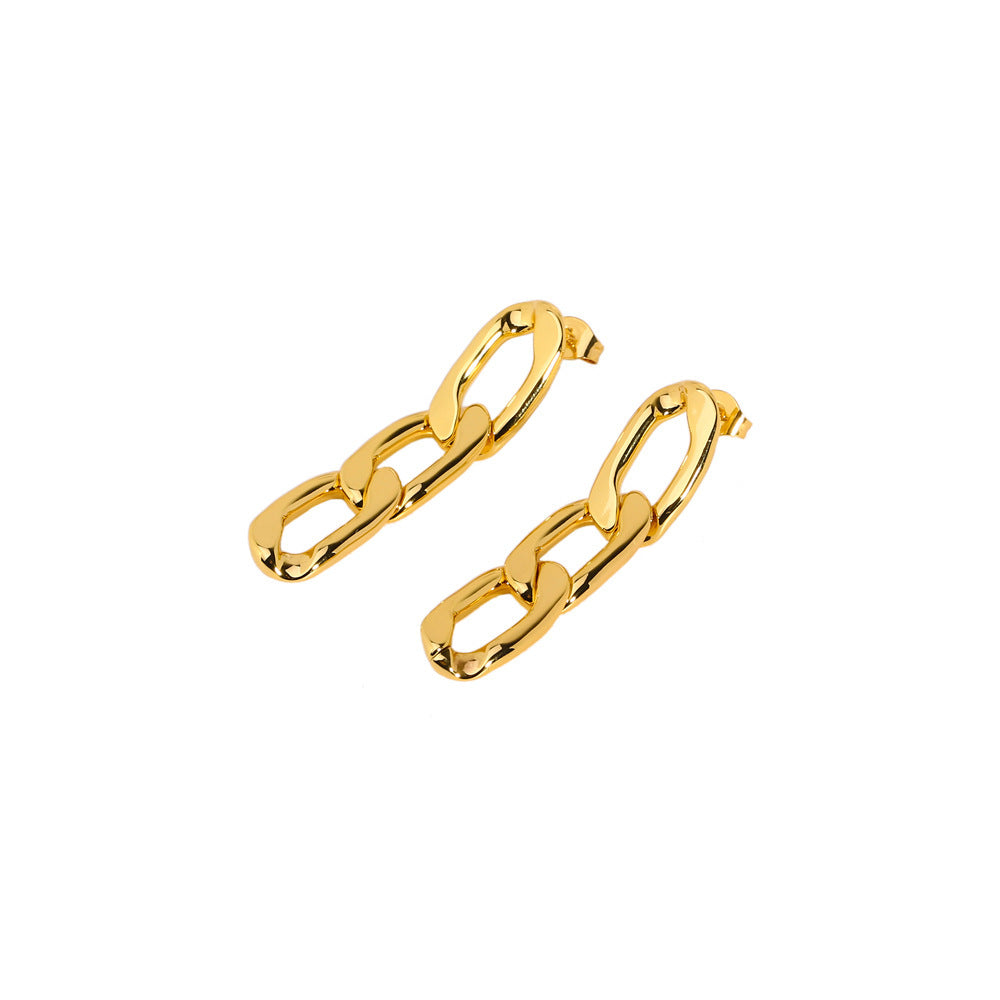 Circle Chain Geometric Stainless Steel Electroplating Earrings