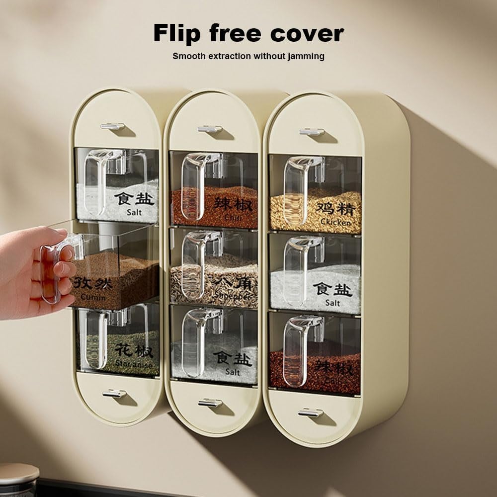 Household Condiment Box No drilling Hangable Condiment Dispenser.for Home Kitchen