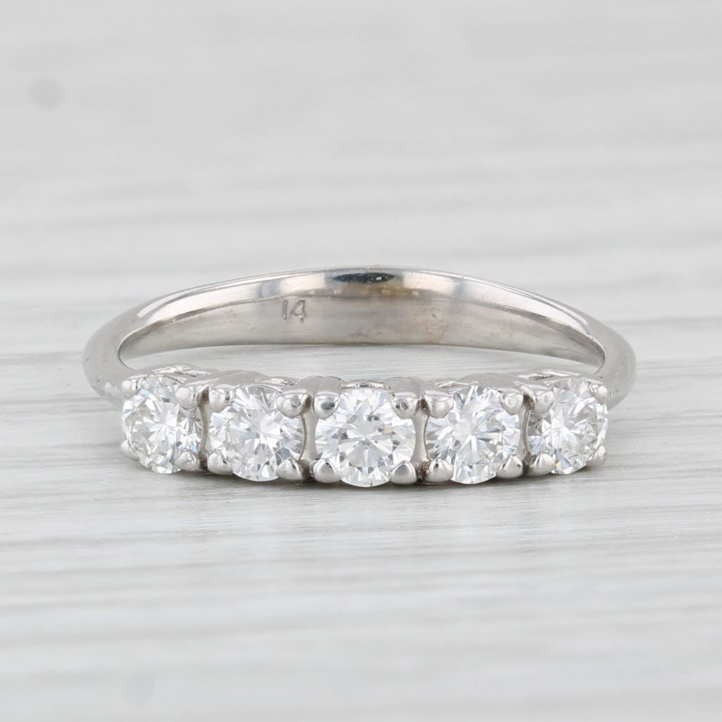 0.53ctw Diamond Wedding Ring 14k White Gold Size 4.5 Stackable Band