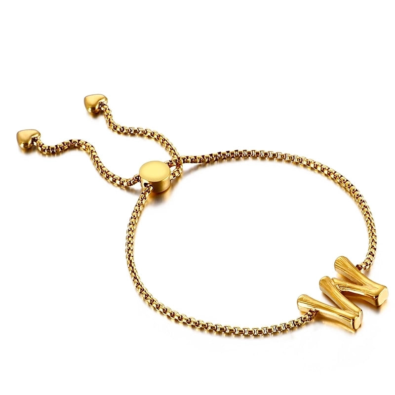Casual Minimalist Letter Heart Shape Stainless Steel 18K Gold Plated Bracelets In Bulk