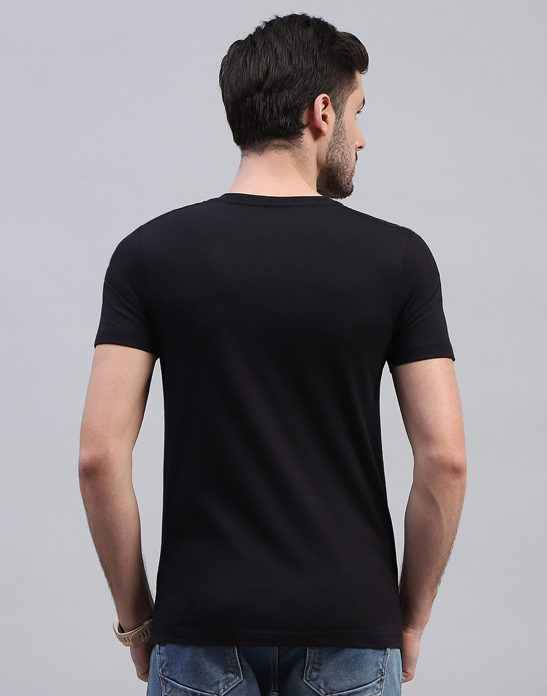 Men Black Solid V Neck Half Sleeve T-Shirt (Pack of 3)