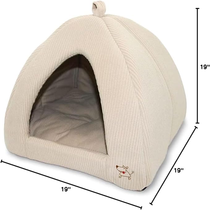 Best Pet Supplies Pet Tent, Soft Dog and Cat Bed, Beige Corduroy, 19