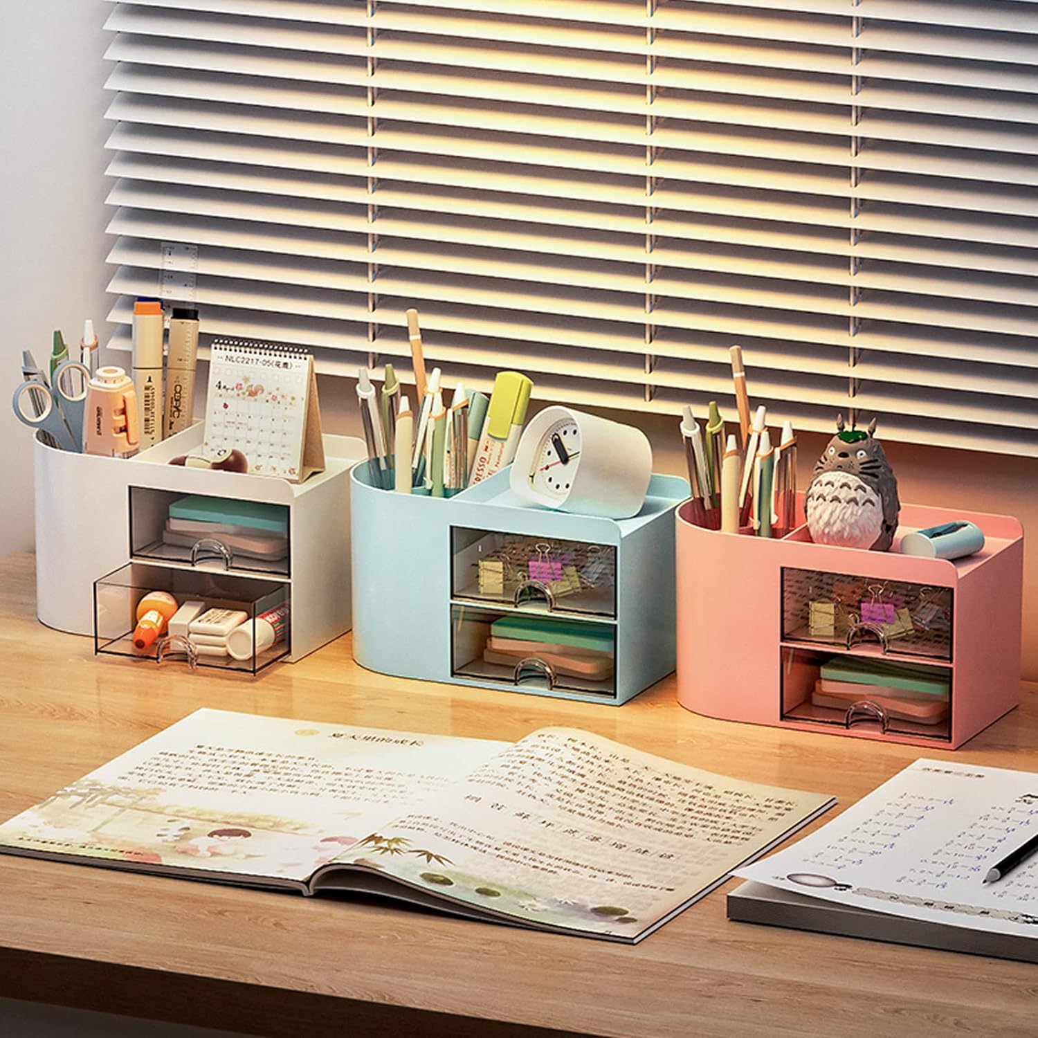 Office Desk Organiser With Drawer. Mini Office Supplies And Desk Accessories