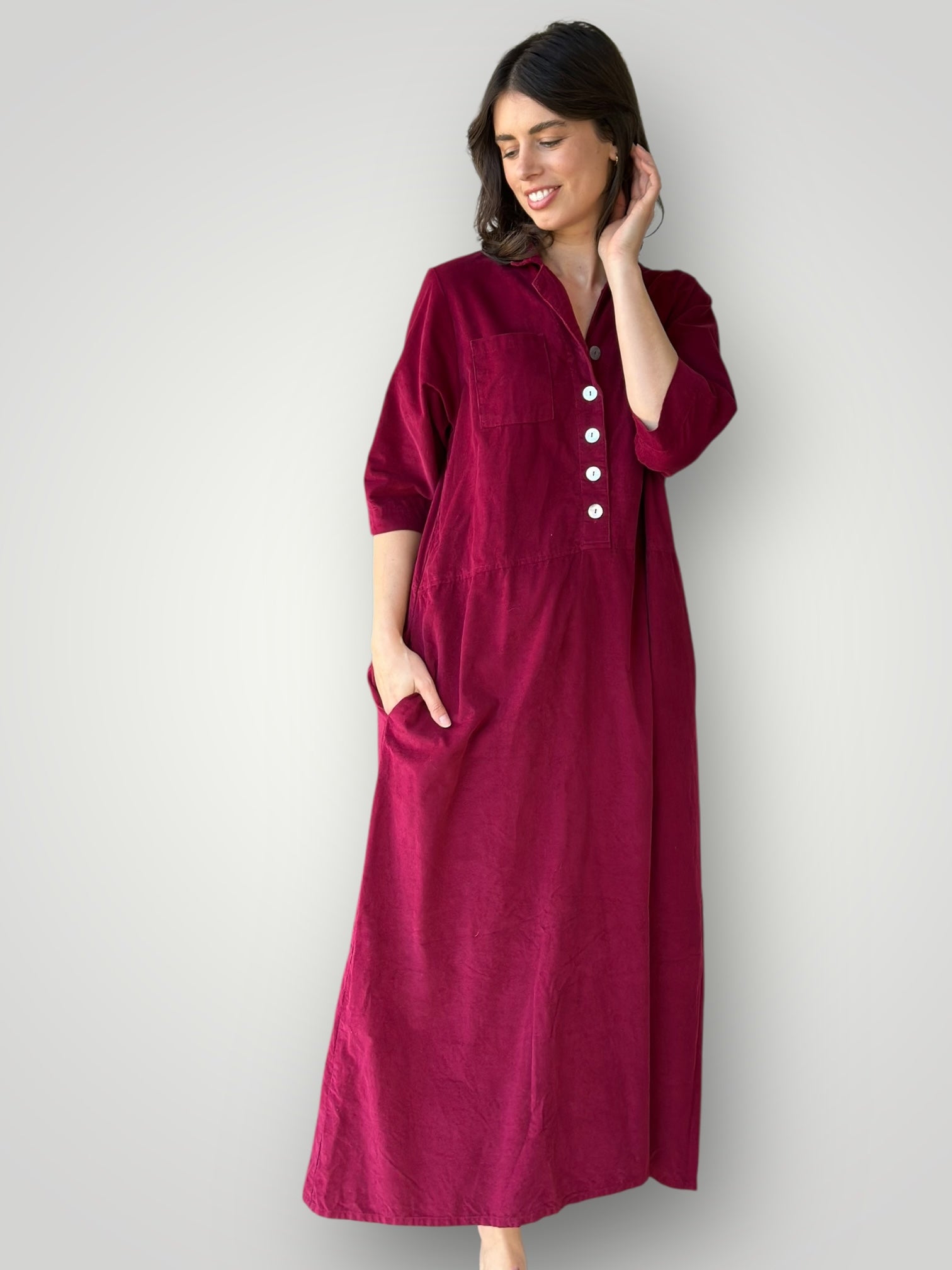 bridget dress - merlot cord