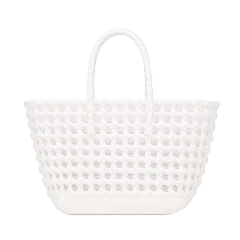 Women's Large PVC Solid Color Vacation Classic Style Bucket Open Handbag