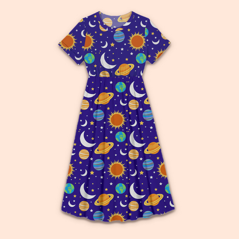 Travel Into Space With Me Teacher Printed One Piece Dress