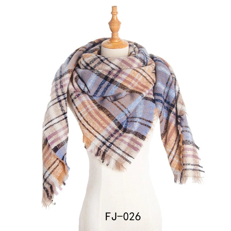 Autumn And Winter New Ring Yarn Thickened Double-sided Lattice Prick Scarf Scarf Women's Scarf Shawl Manufacturers