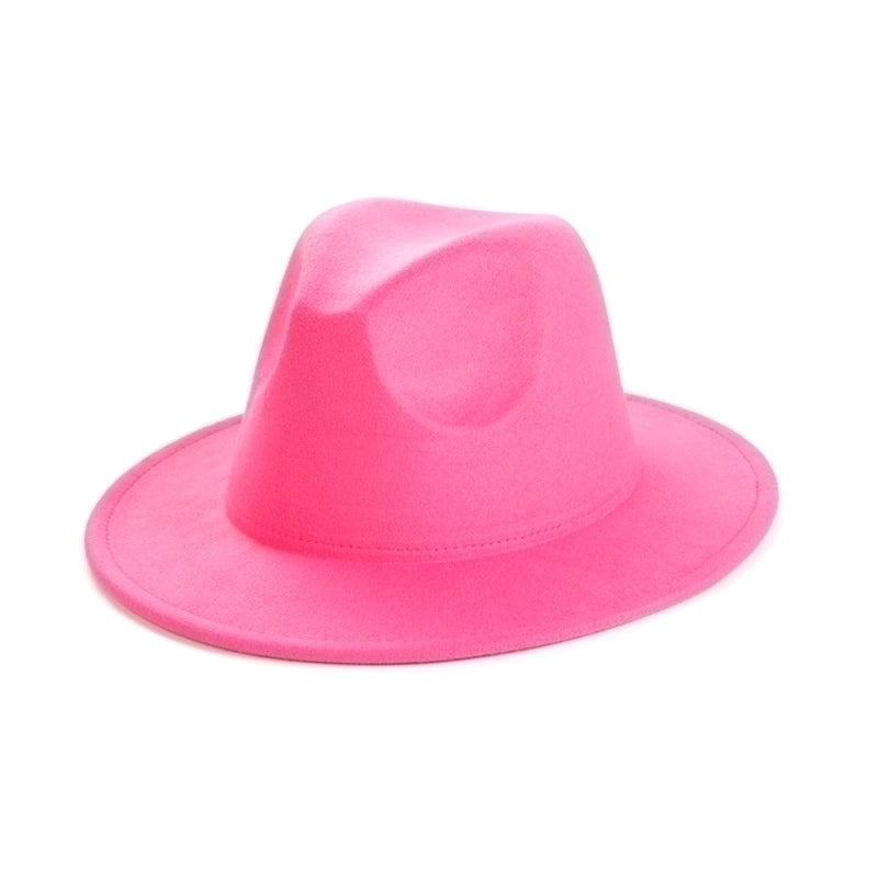 Unisex Elegant Solid Color Big Eaves Fedora Hat