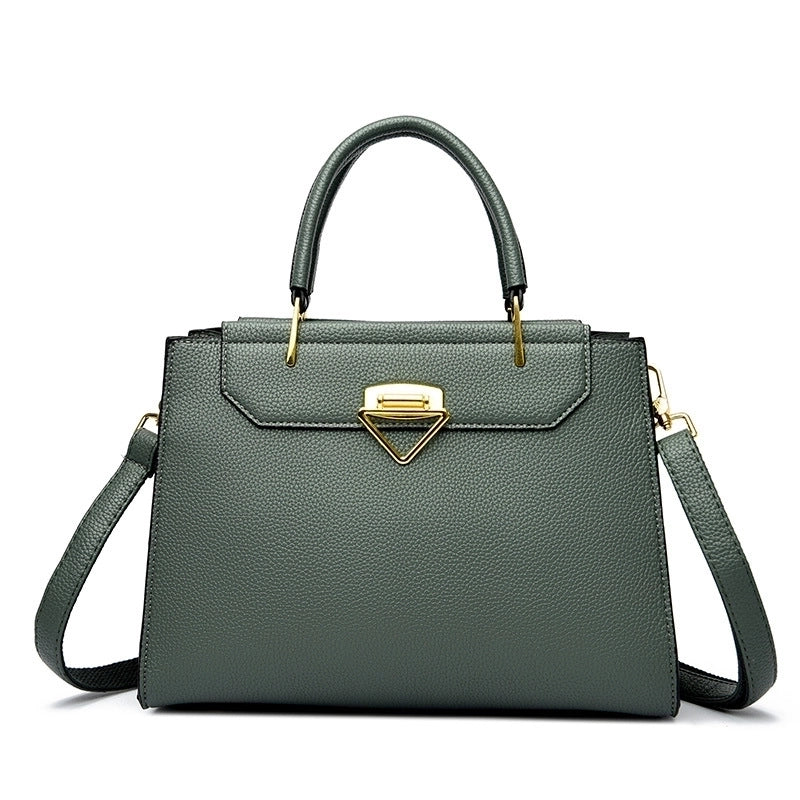 Women's Medium Pu Leather Solid Color Elegant Vintage Style Zipper Handbag