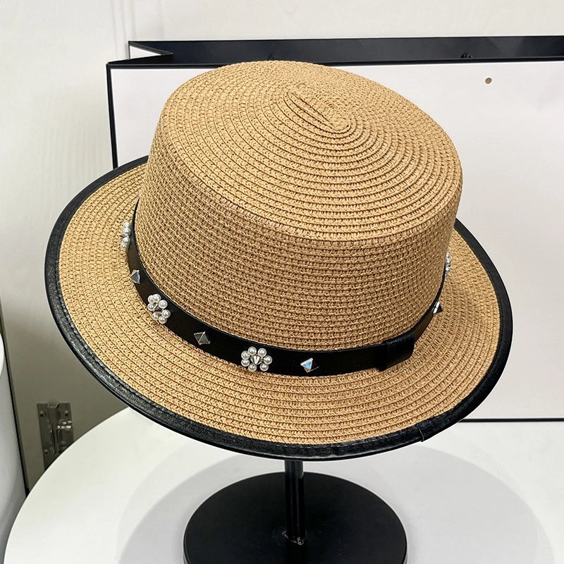 Women's Minimalist Flower Flat Eaves Straw Hat