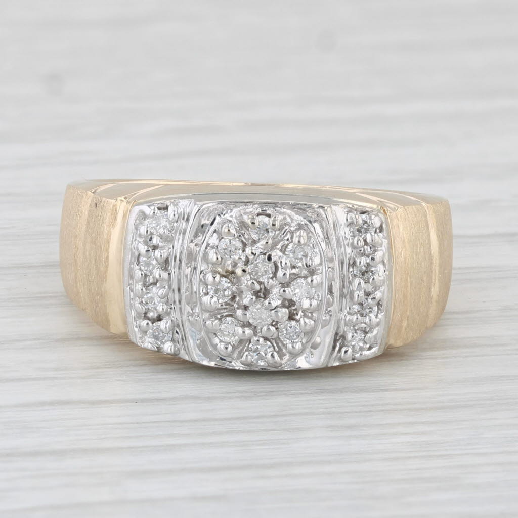 0.18ctw Diamond Cluster Ring 10k Yellow Gold Size 10 Men's