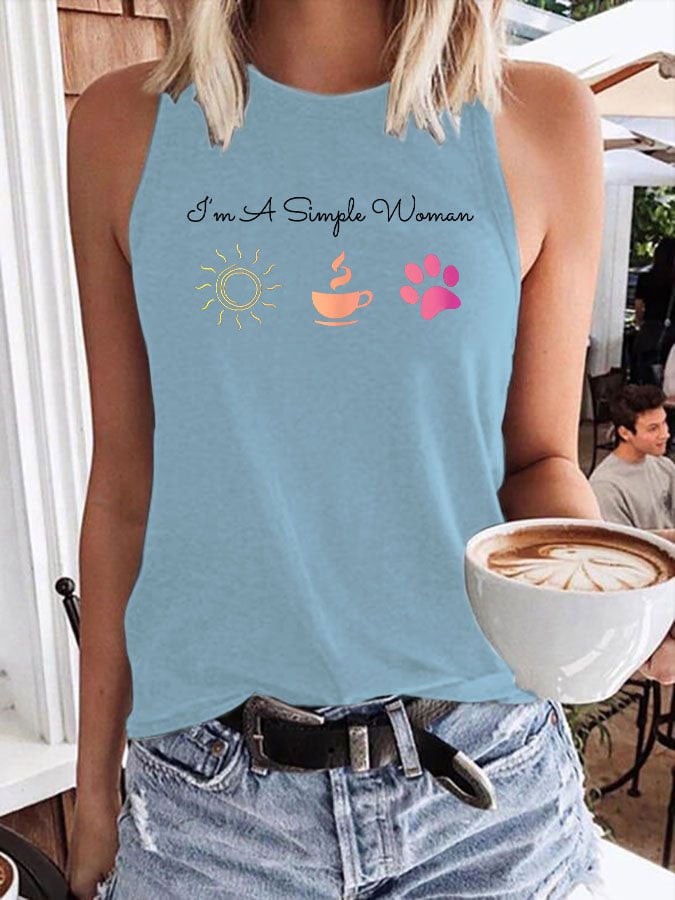Women's I'm A Simple Woman Sunshine Coffee Paw Dog Tank Top