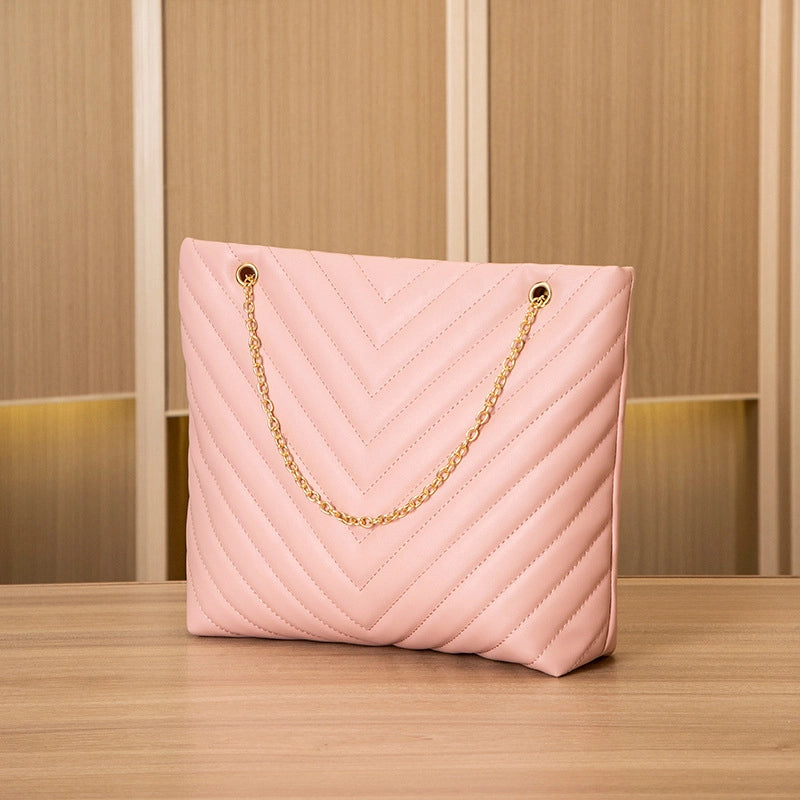 Women's Medium All Seasons Pu Leather Solid Color Elegant Classic Style Square Zipper Shoulder Bag Handbag