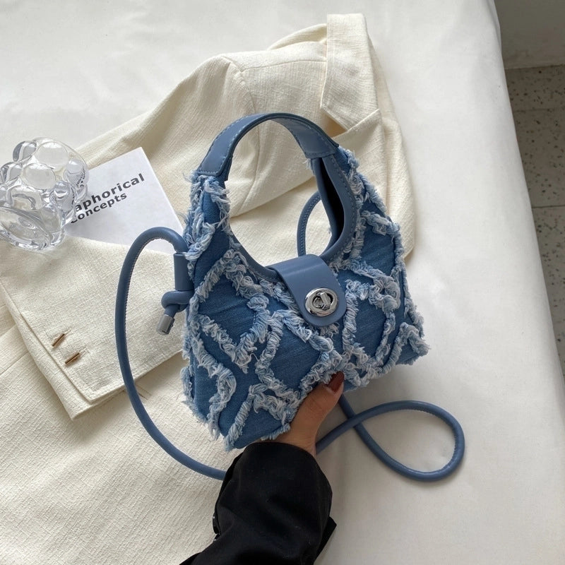 Women's Denim Solid Color Preppy Style Streetwear Pillow Shape Zipper Shoulder Bag Handbag Crossbody Bag