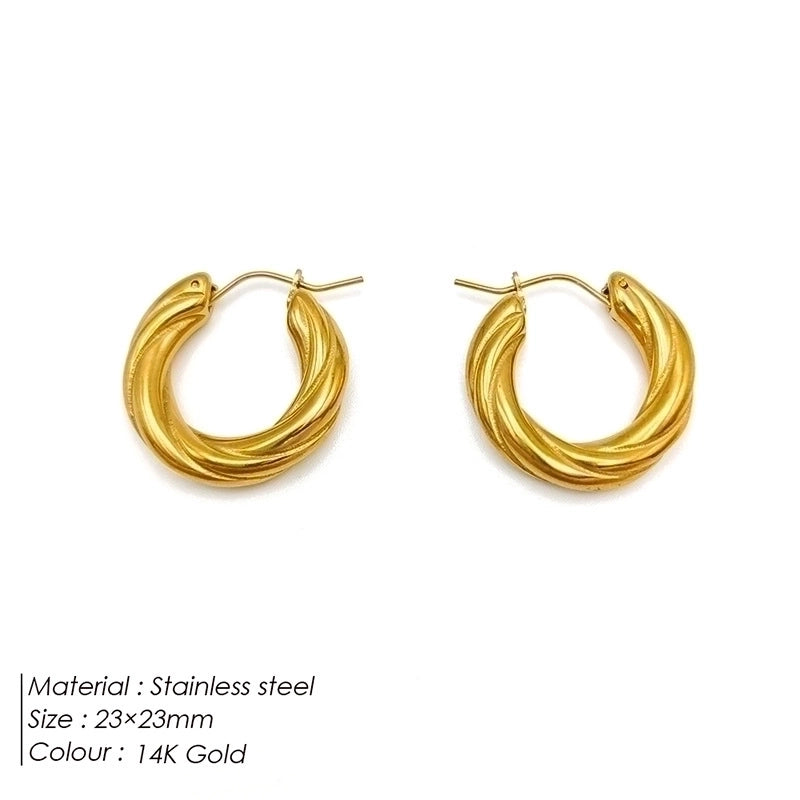 1 Pair Minimalist Geometric Plating Stainless Steel 18K Gold Plated Hoop Earrings