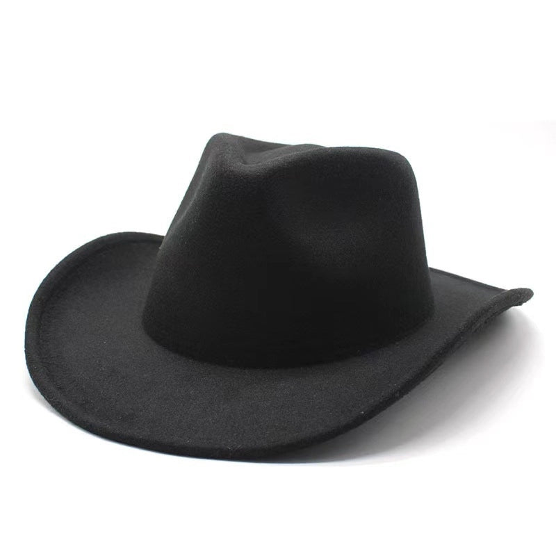 Top Hat Western Cowboy Hat Rolled Eaves Bump Top Retro Riding Hat Men's And Women's Woolen Felt Hat