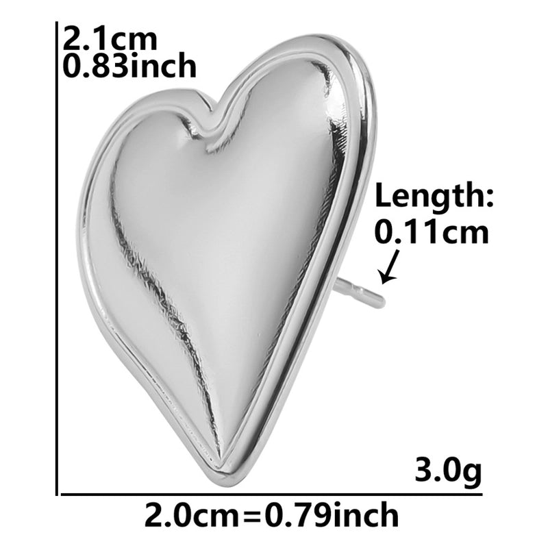 1 Pair Minimalist Heart Shape Plating 304 Stainless Steel Ear Studs