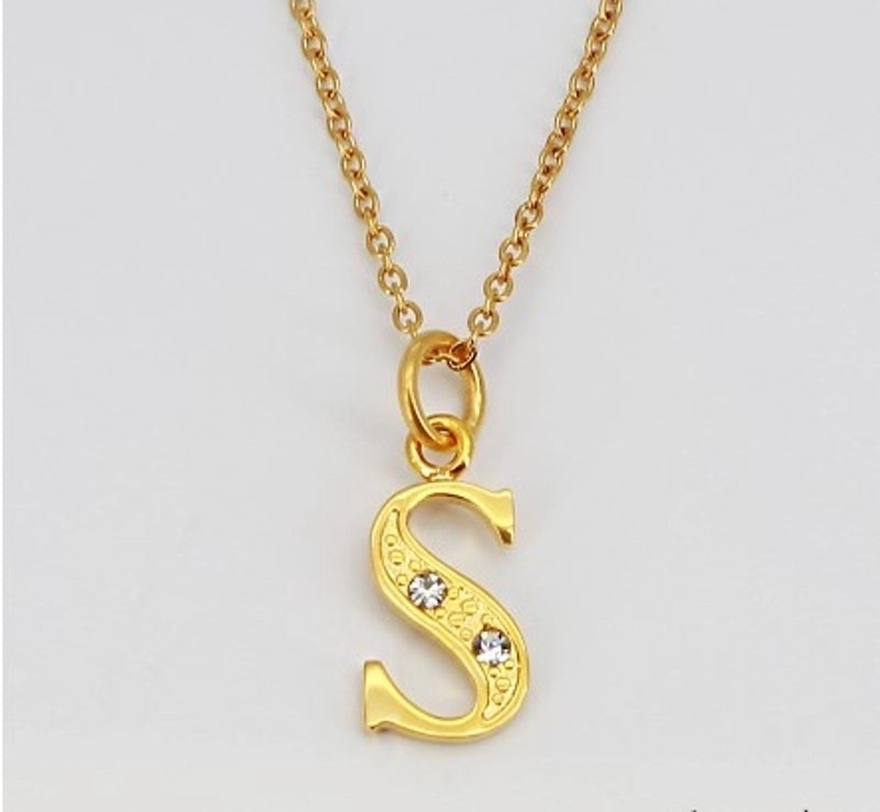 Minimalist Letter 304 Stainless Steel Rhinestones Inlay Stainless Steel Necklaces