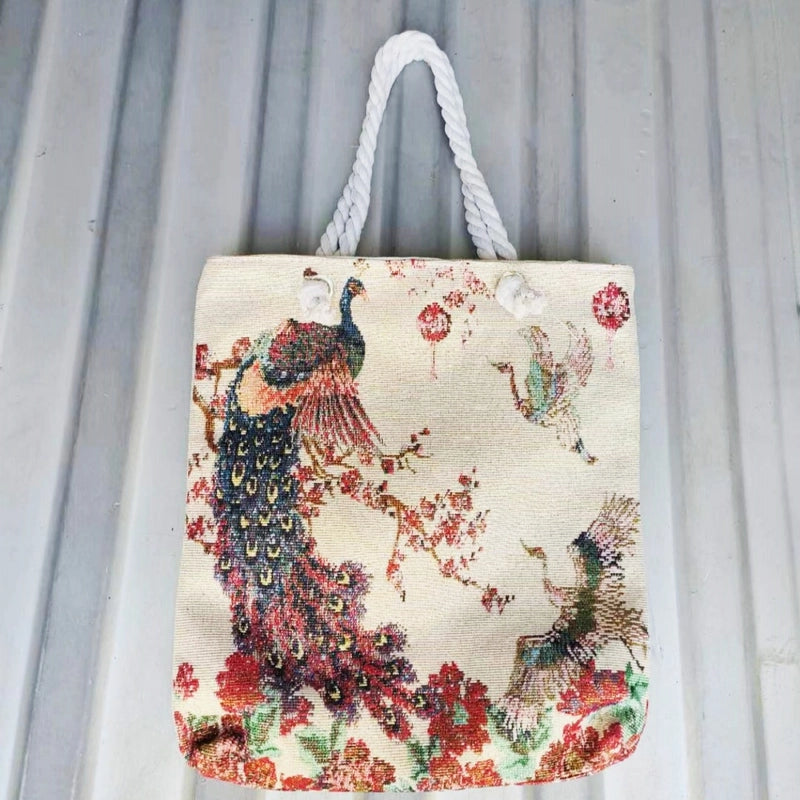 Women's Small Canvas Elephant Streetwear Square Zipper Square Bag