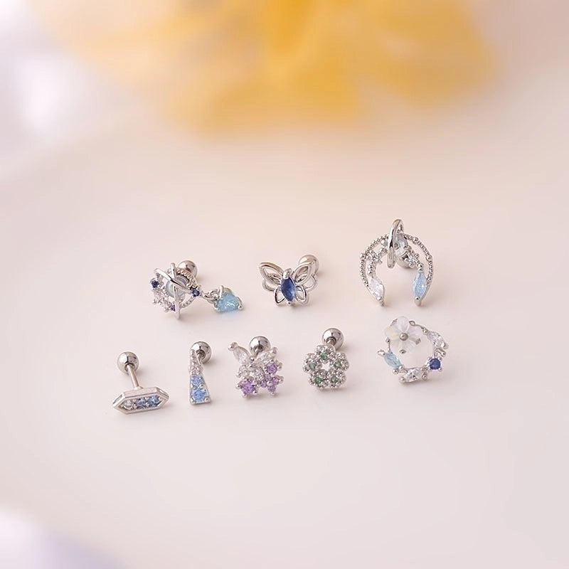 Ear Cartilage Rings & Studs Geometric 316L Stainless Steel  Copper Plating