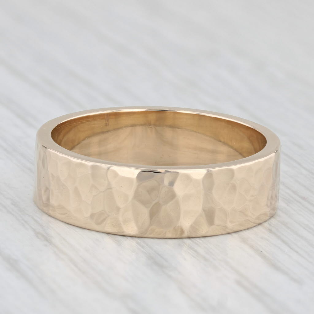 James Avery Amore Band 14k Yellow Gold Hammered Finish Wedding Ring Size 10
