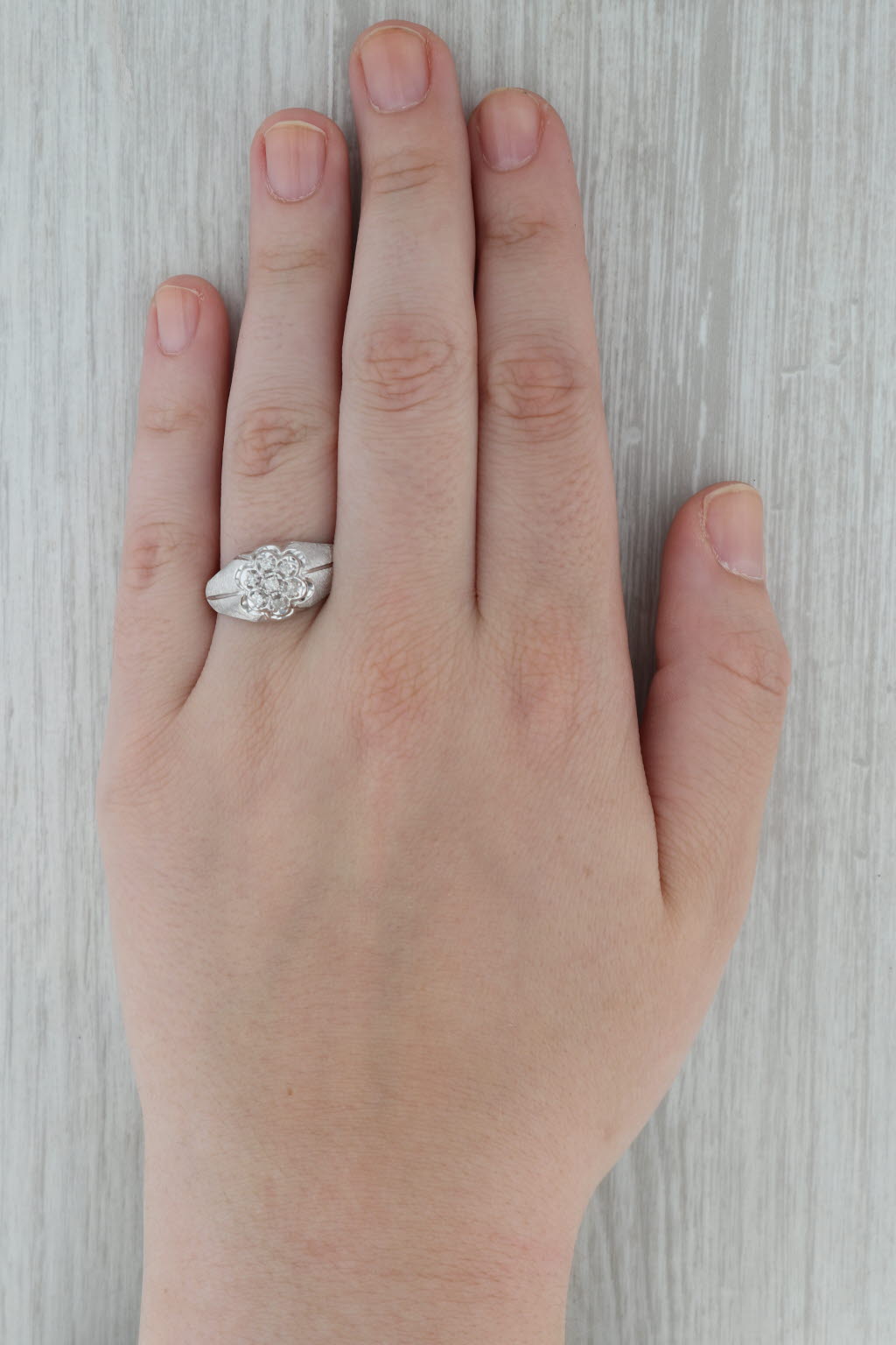 0.12ctw Diamond Cluster Ring 10k White Gold Belcher Setting Size 11.25 Men's