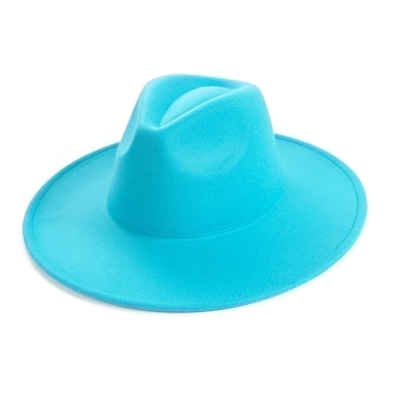 Unisex Elegant Solid Color Big Eaves Fedora Hat