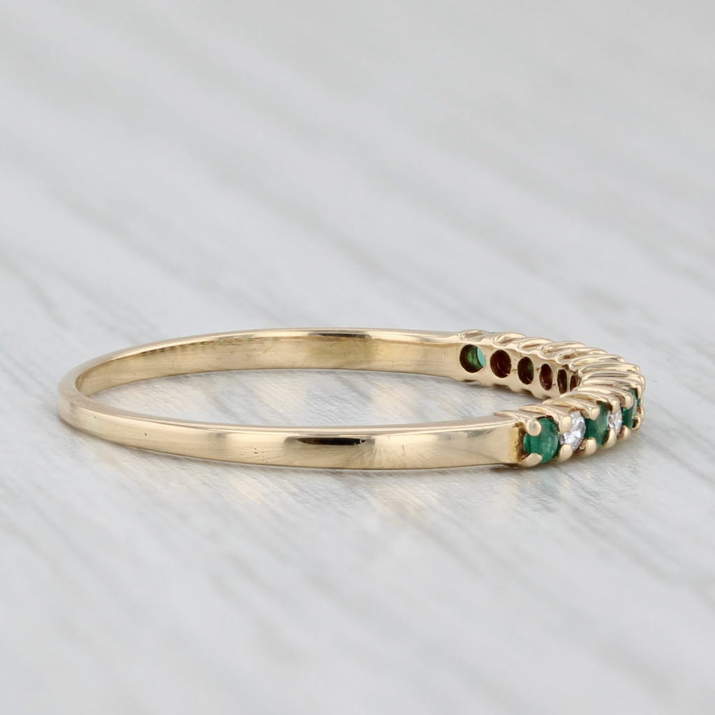 0.17ctw Emerald Diamond Stackable Ring 18k Yellow Gold Size 6.25
