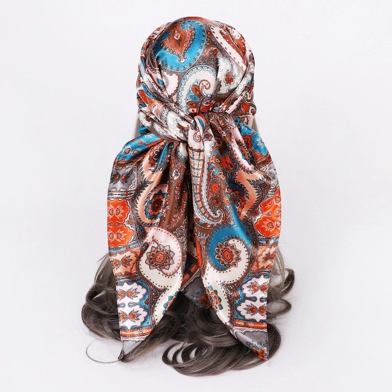 Women's Retro Flower Satin Printing Scarves & Gloves