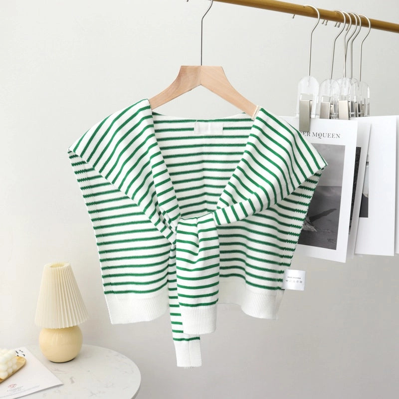 Classic Striped Outer Shawl Women's Fake Collar Decorative Waistcoat Air-conditioned Room Shoulder-matching Spring And Autumn Multi-functional Scarf